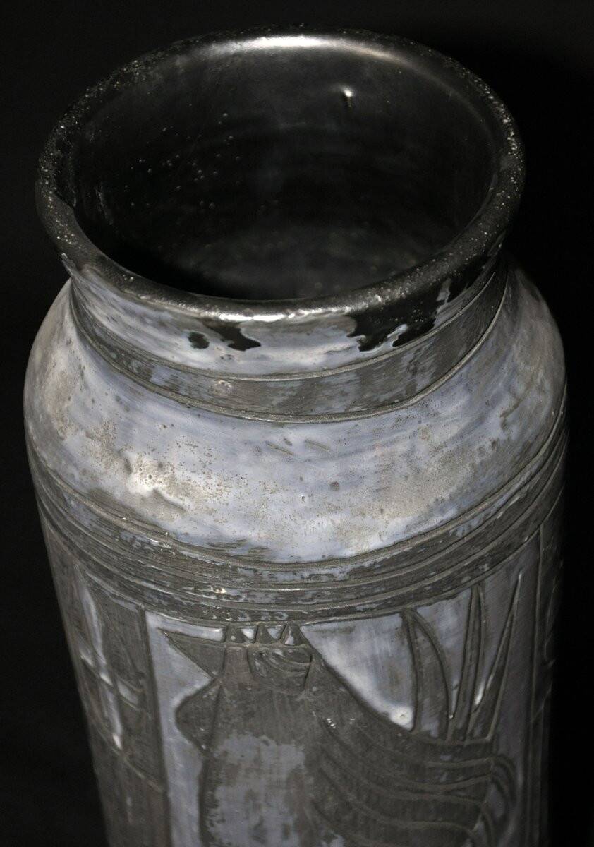 Vase signed Jacques Pouchain, Poët-Laval period (signature with horseman)