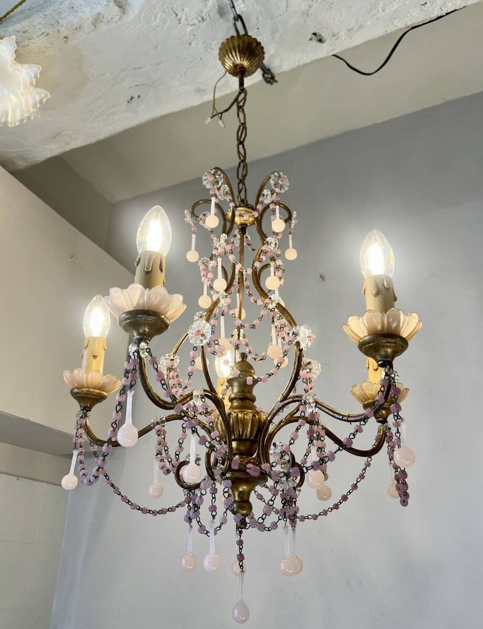 Lustre italien opaline rose