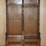 Victorian Antique Bacon Bench in Carved Walnut by Hampton & Sons