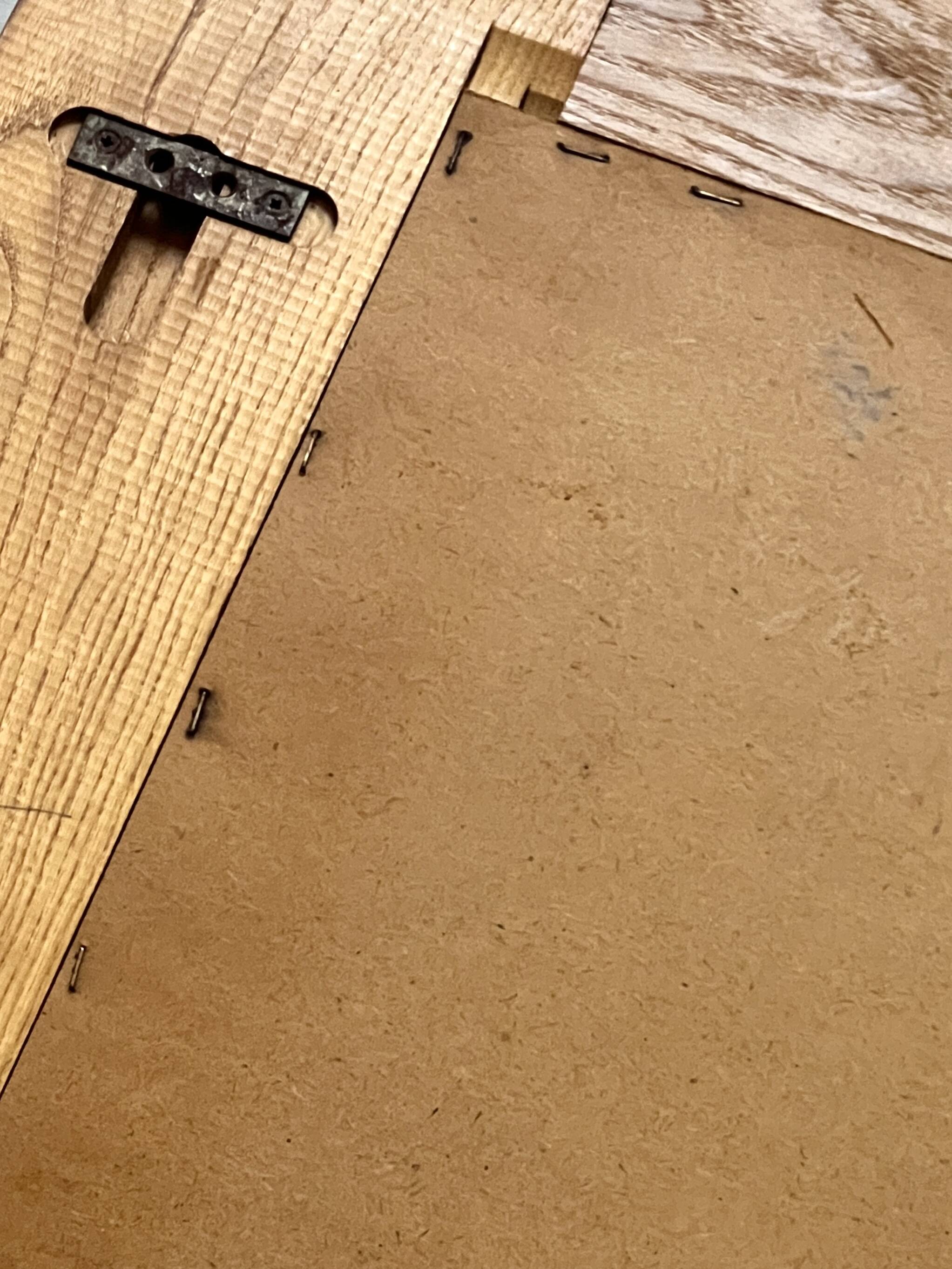 Large oak mirror in the style of a revival house, 1970s design.