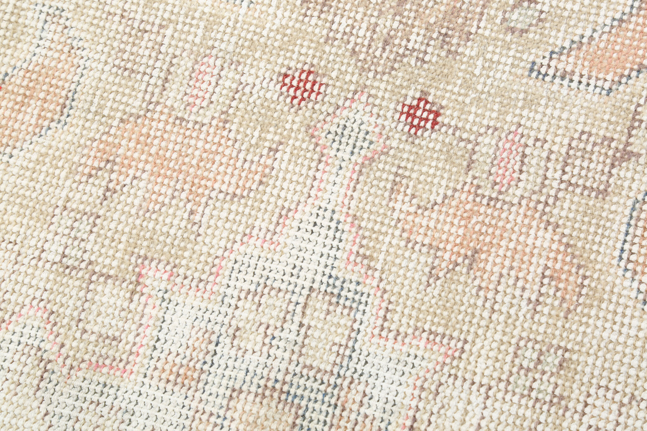 Soft Pastel Orange Wool Vintage Rug