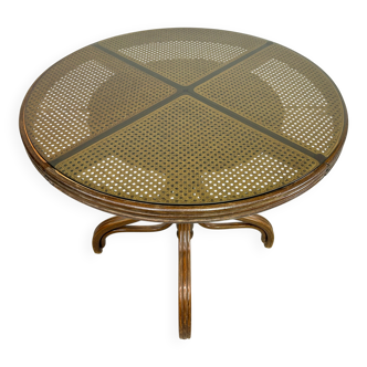 Thonet dining table for 4 people with a glass top.