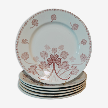 6 assiettes en faïence terre de fer par Lunéville