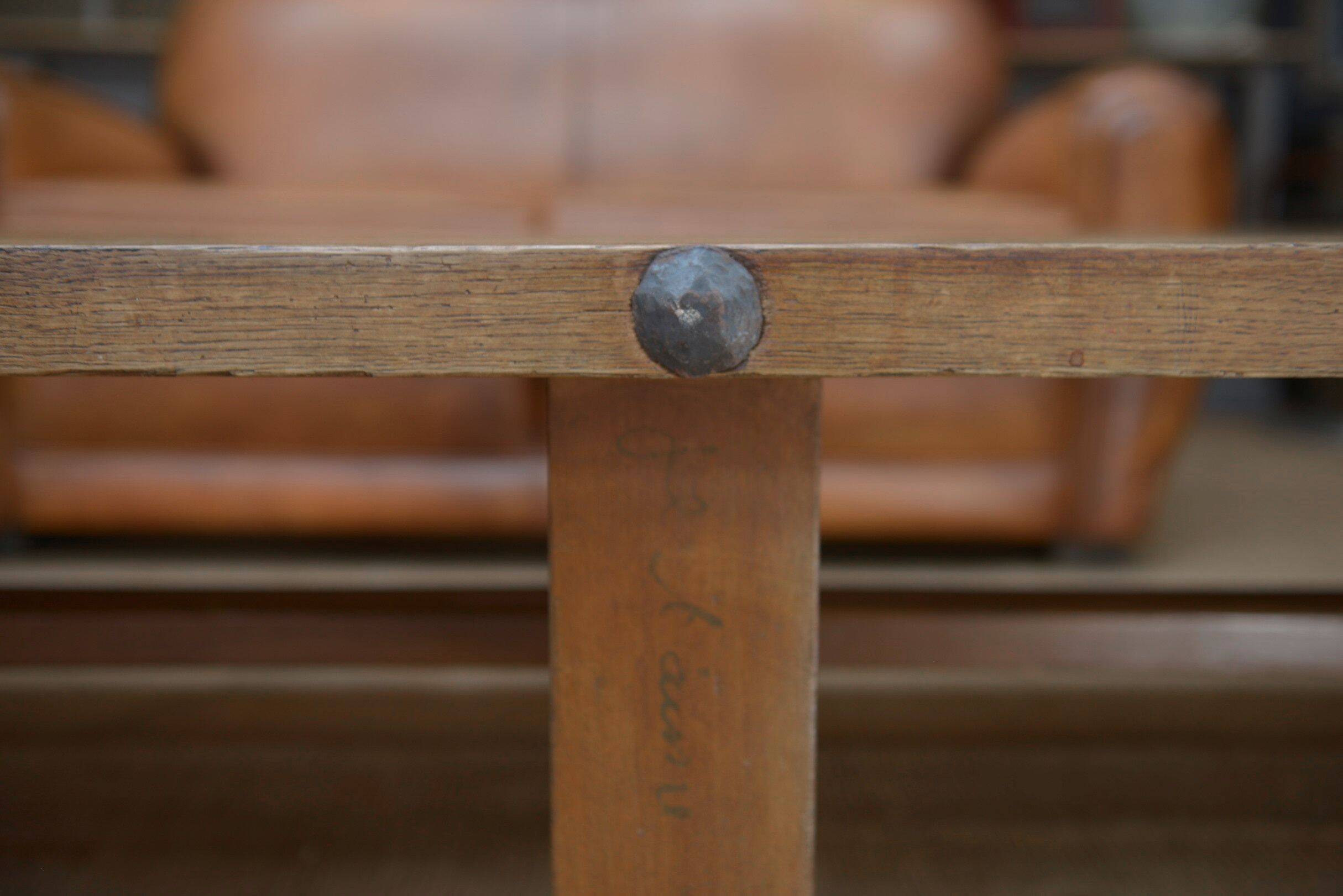 6-legged solid oak coffee table 1950
