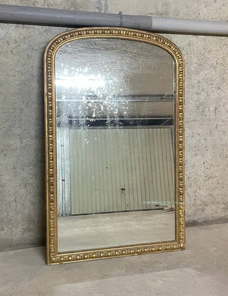 Antique Louis Philippe mirror with gilded gadroons - 173 x 110 cm