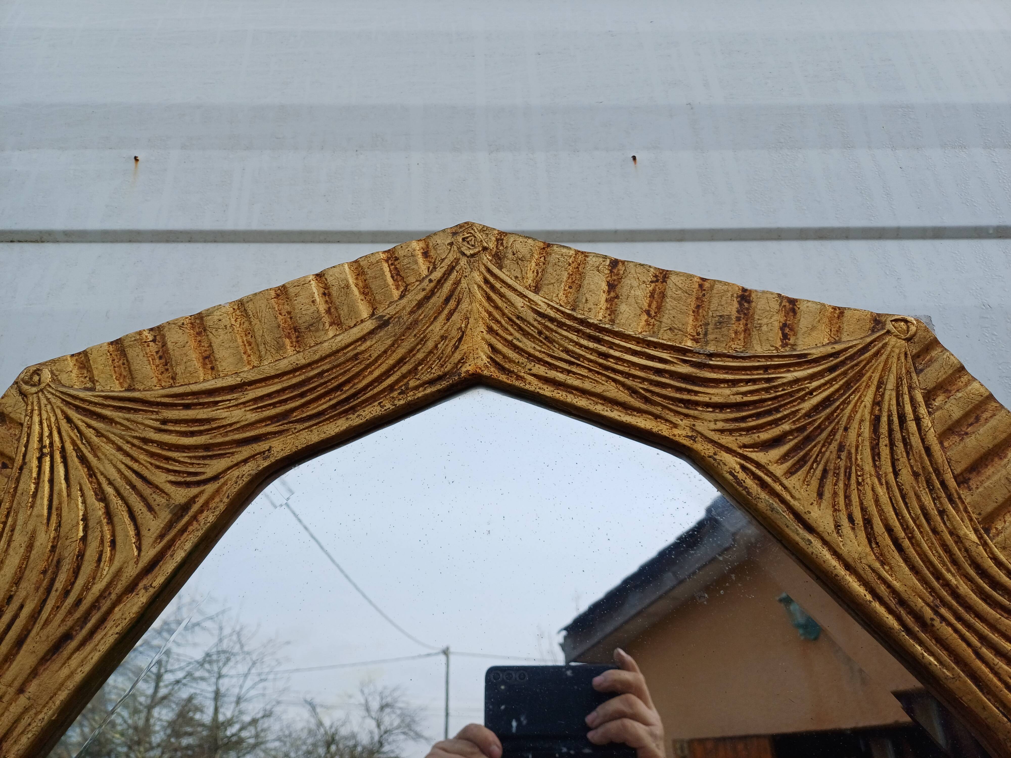 Art Deco Mirror Wood and Gold Stuk
