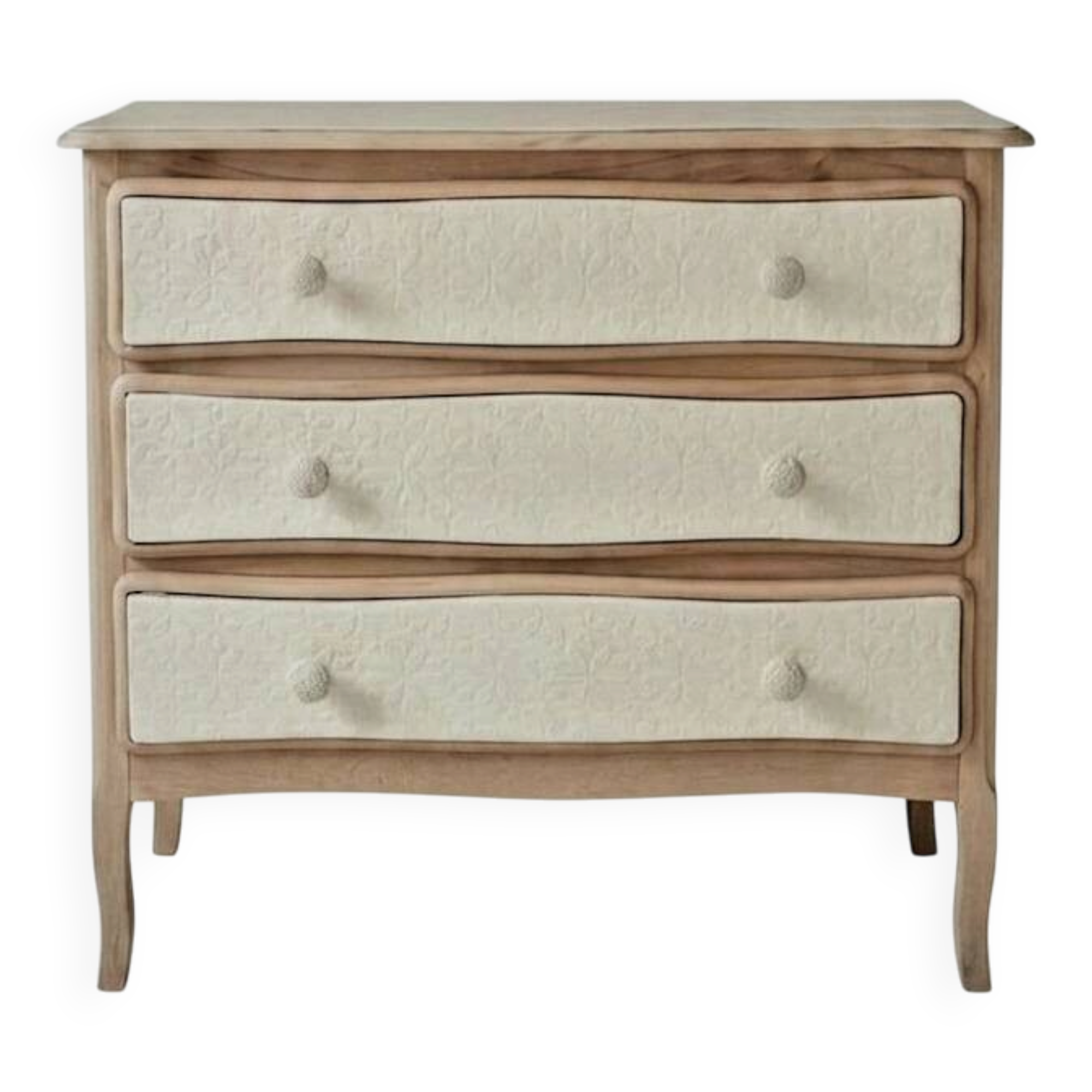 Commode style transition en bois clair et façade crème