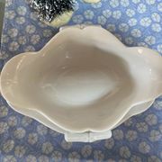 Antique porcelain sauce boat with bamboo pattern.