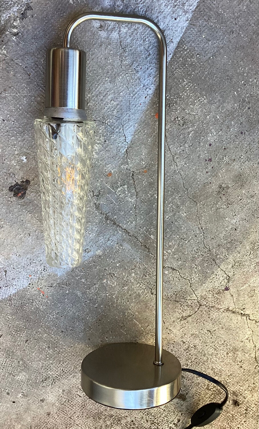 Metal table lamp and vintage glass tulip