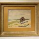 Old painting, landscape, signed Andrée Bouchard, 1950s