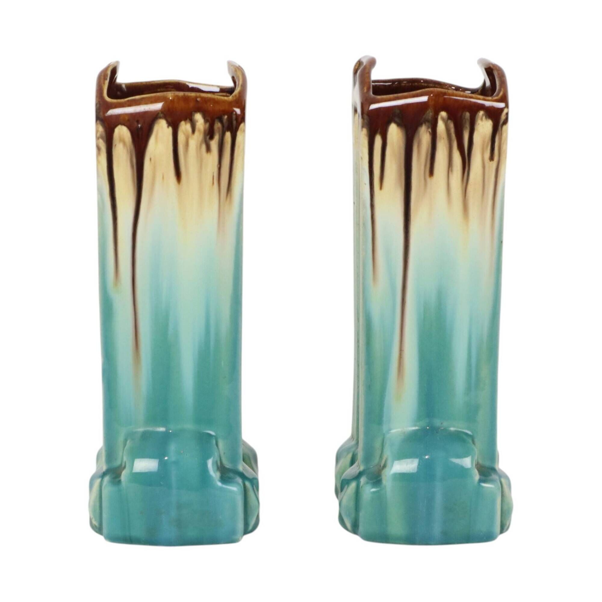 Belgian Art Deco Turquoise Earthenware Vases, Thulin, 22 cm
