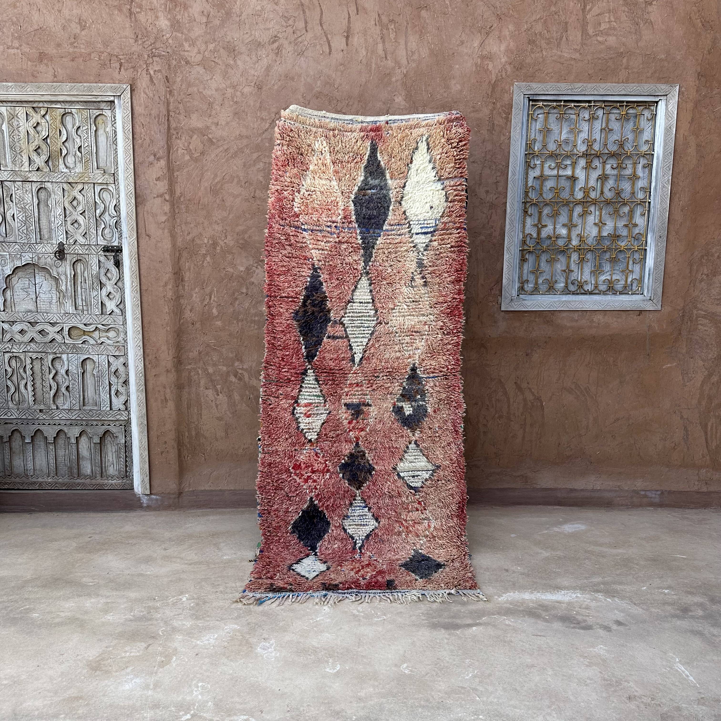 Red Boujad Moroccan rug - 221 x 89 cm