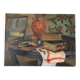 Still life, painter's table, oil on panel