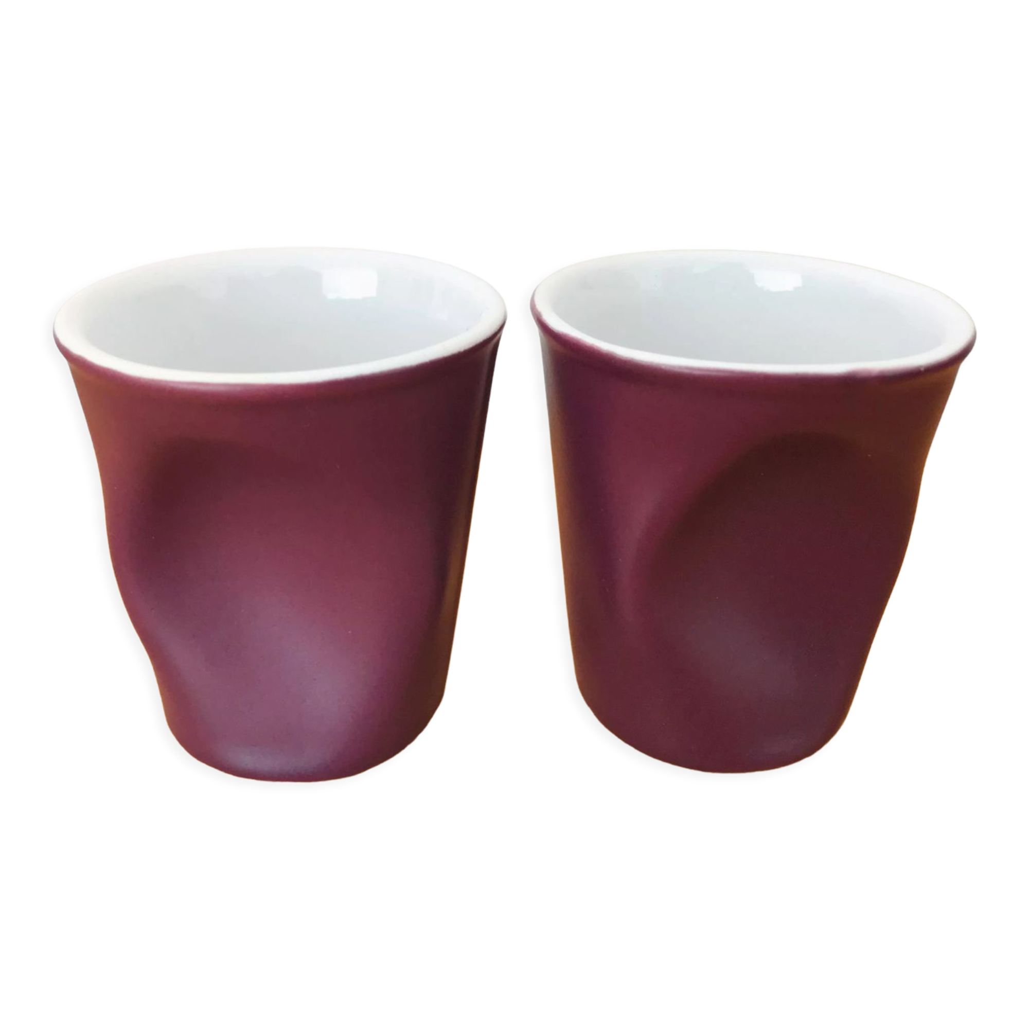 Lot 2 cups white and purple porcelain REVOL