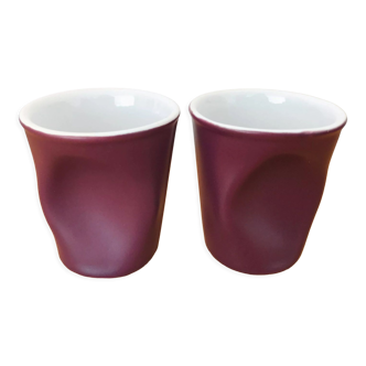 Lot 2 cups white and purple porcelain REVOL