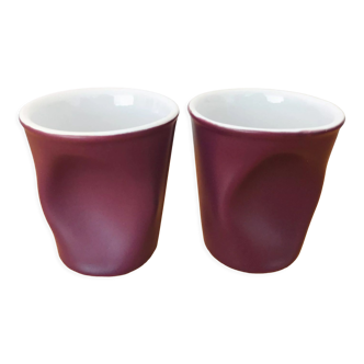 Lot 2 tasses porcelaine blanc et violet Revol