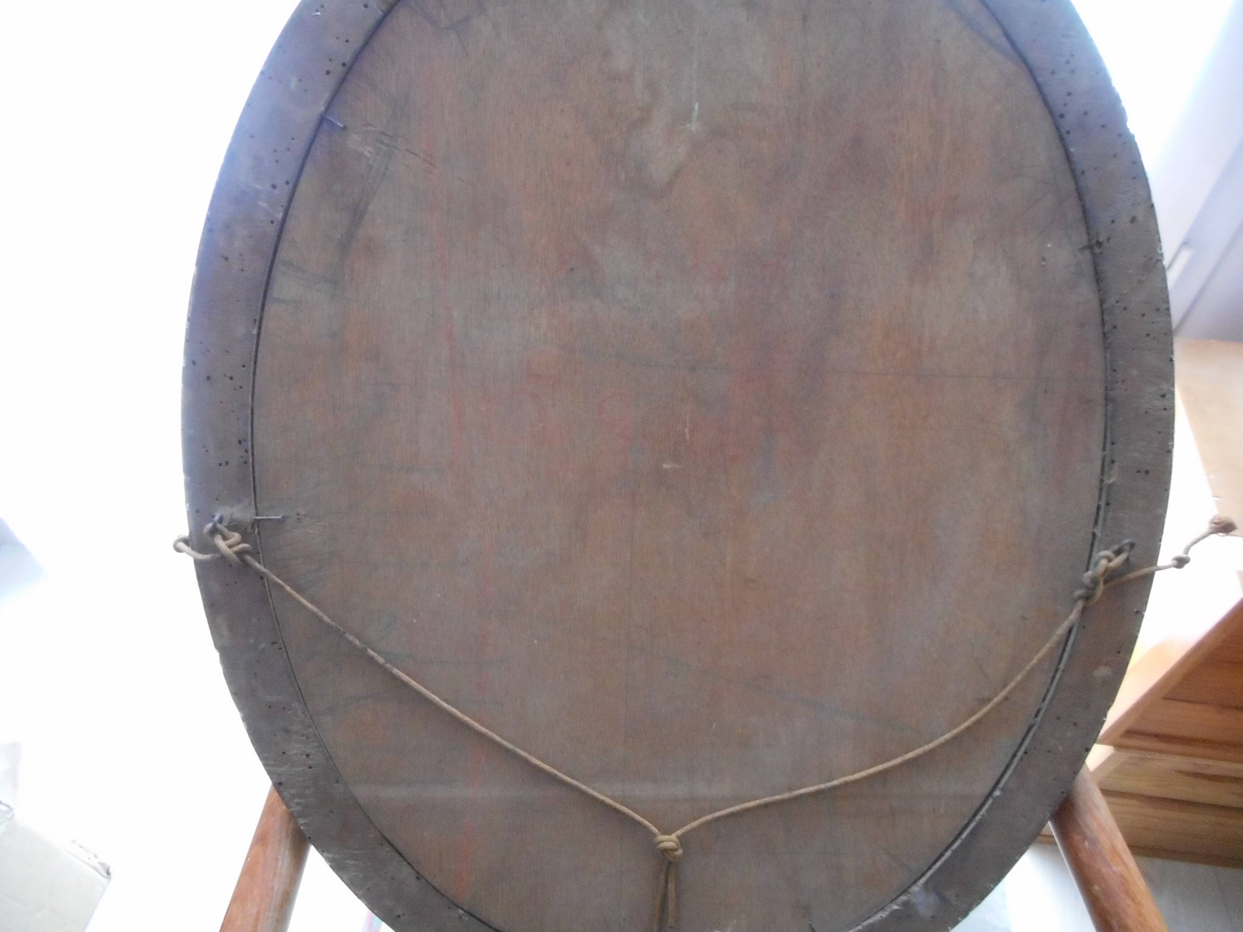 Antique oval painting, portrait of a woman on canvas, late 19th, early 20th century