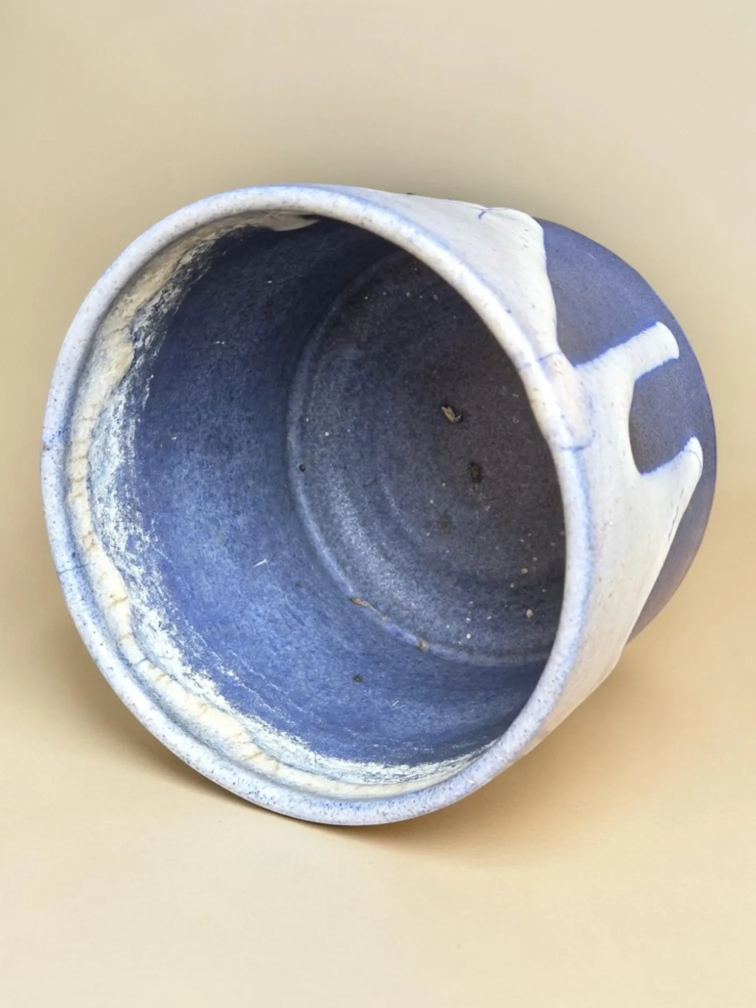 Pointed Léon stoneware cachepot / Puisaye - early 20th century