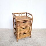 Rattan storage chest of drawers with 3 drawers