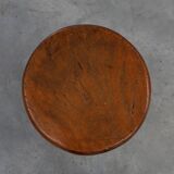 French Antique round stool in oak with nice patina, ca. 1850
