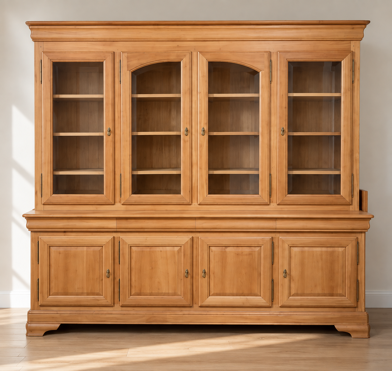 Display cabinet in solid cherry wood