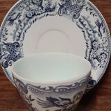 Pair of Rivanel cups in old opaline glass, vintage decor