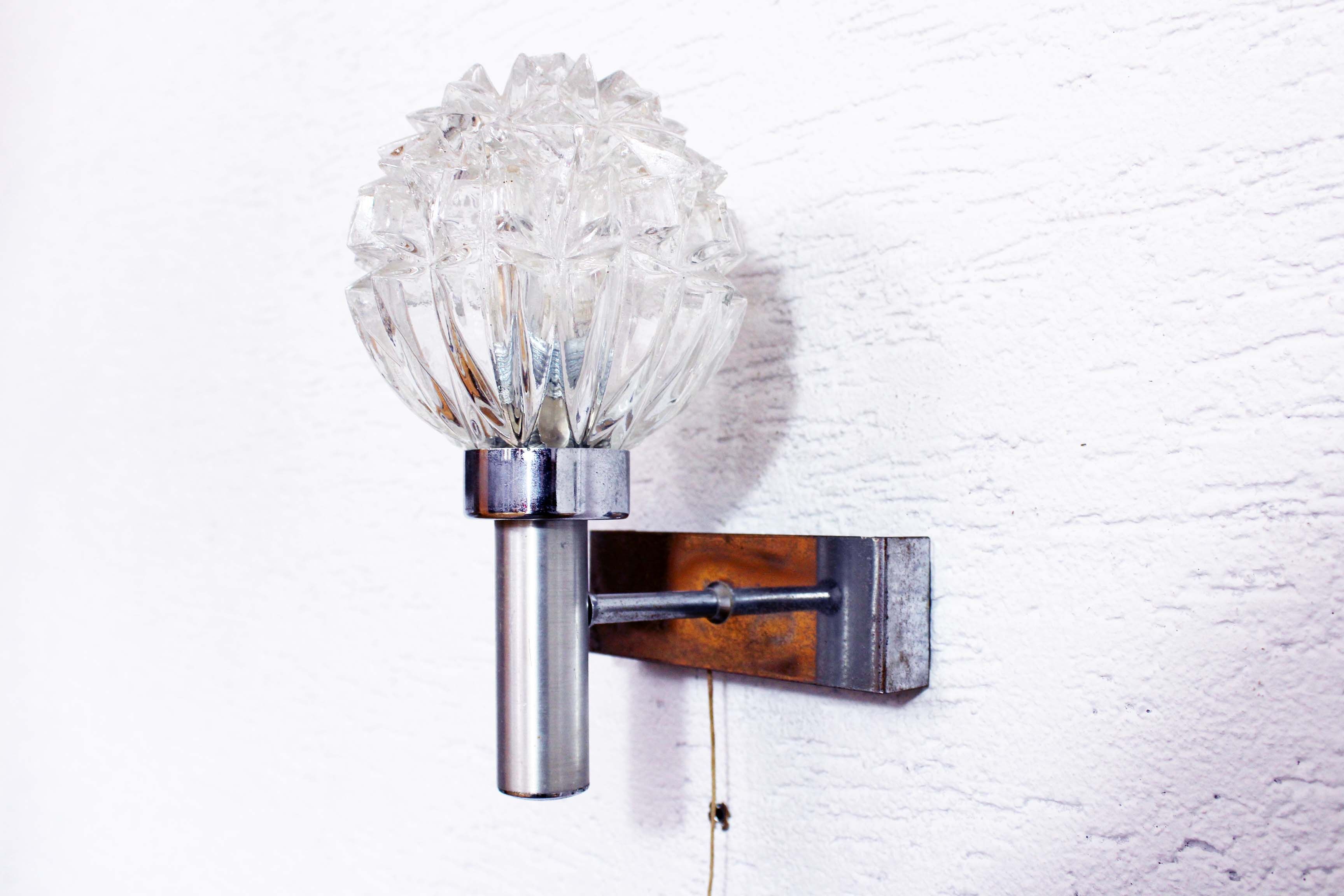 Pair of vintage glass wall light