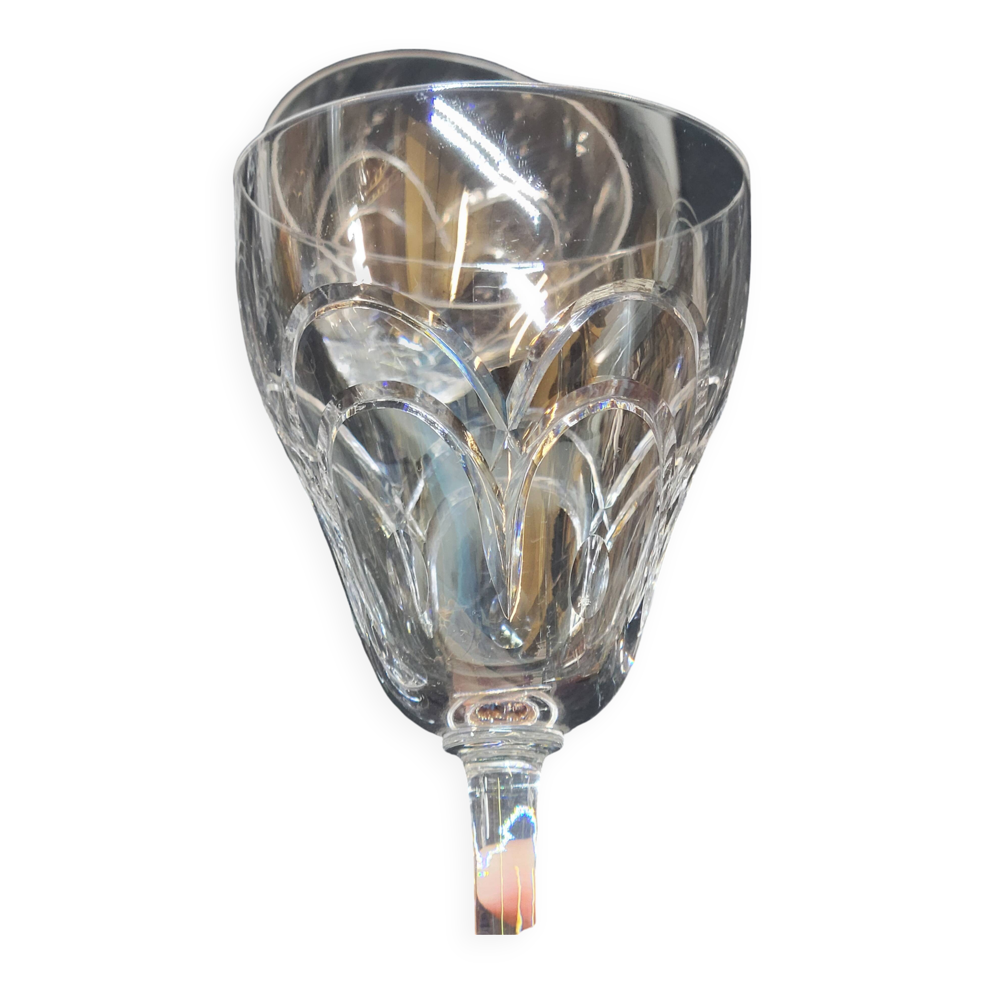 10 antique art deco saint louis / baccarat cut crystal water glasses