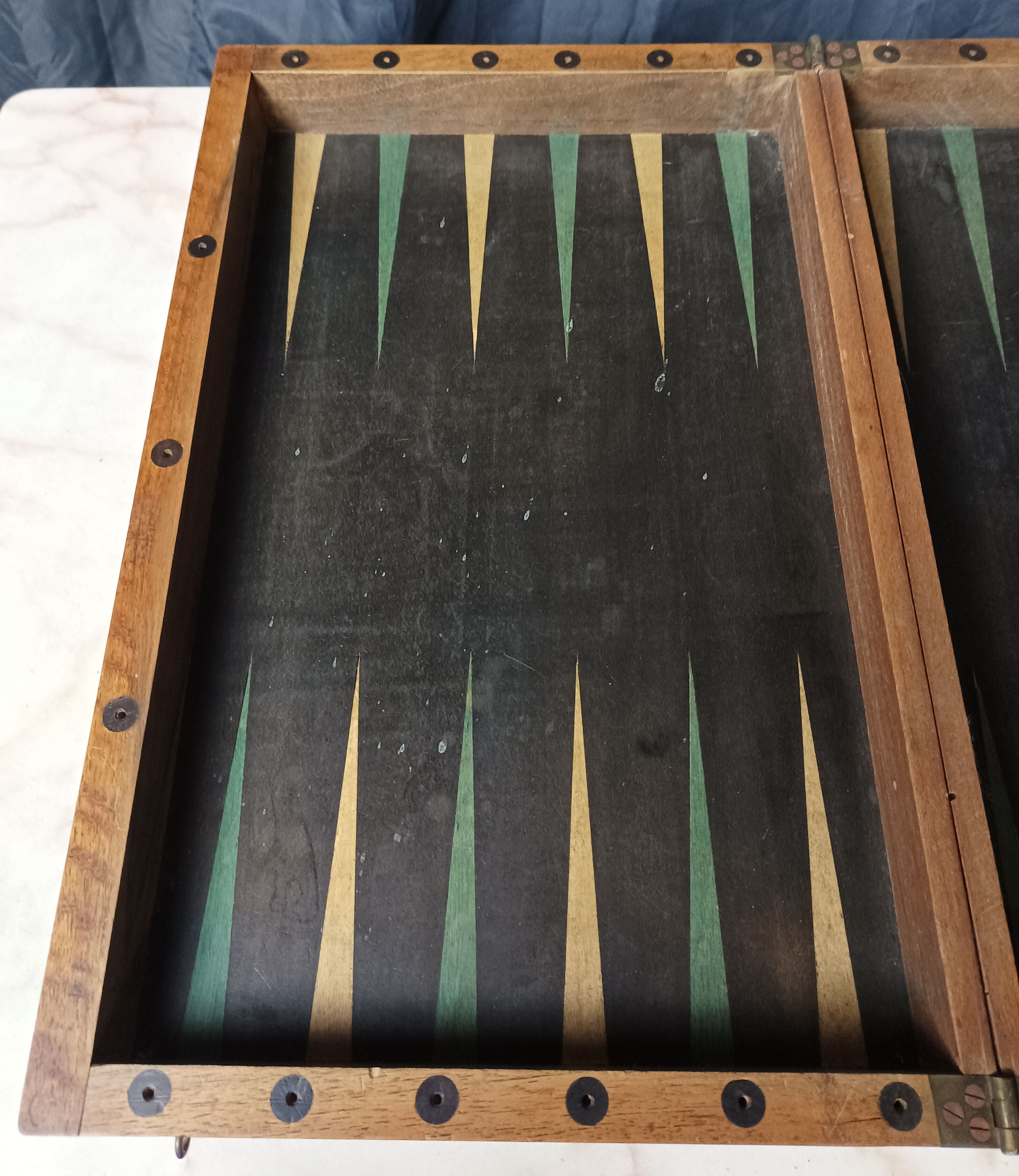Backgammon game old wooden board game