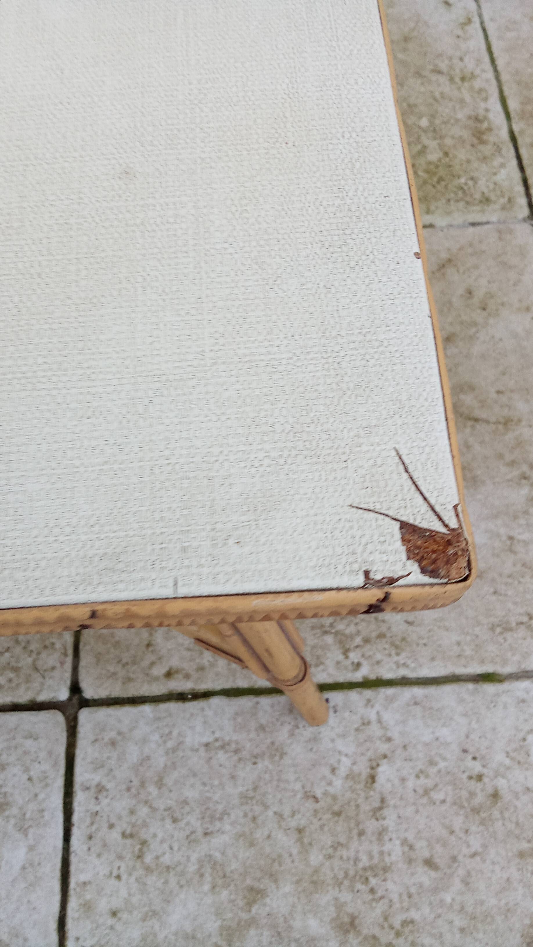 Small vintage rattan coffee table