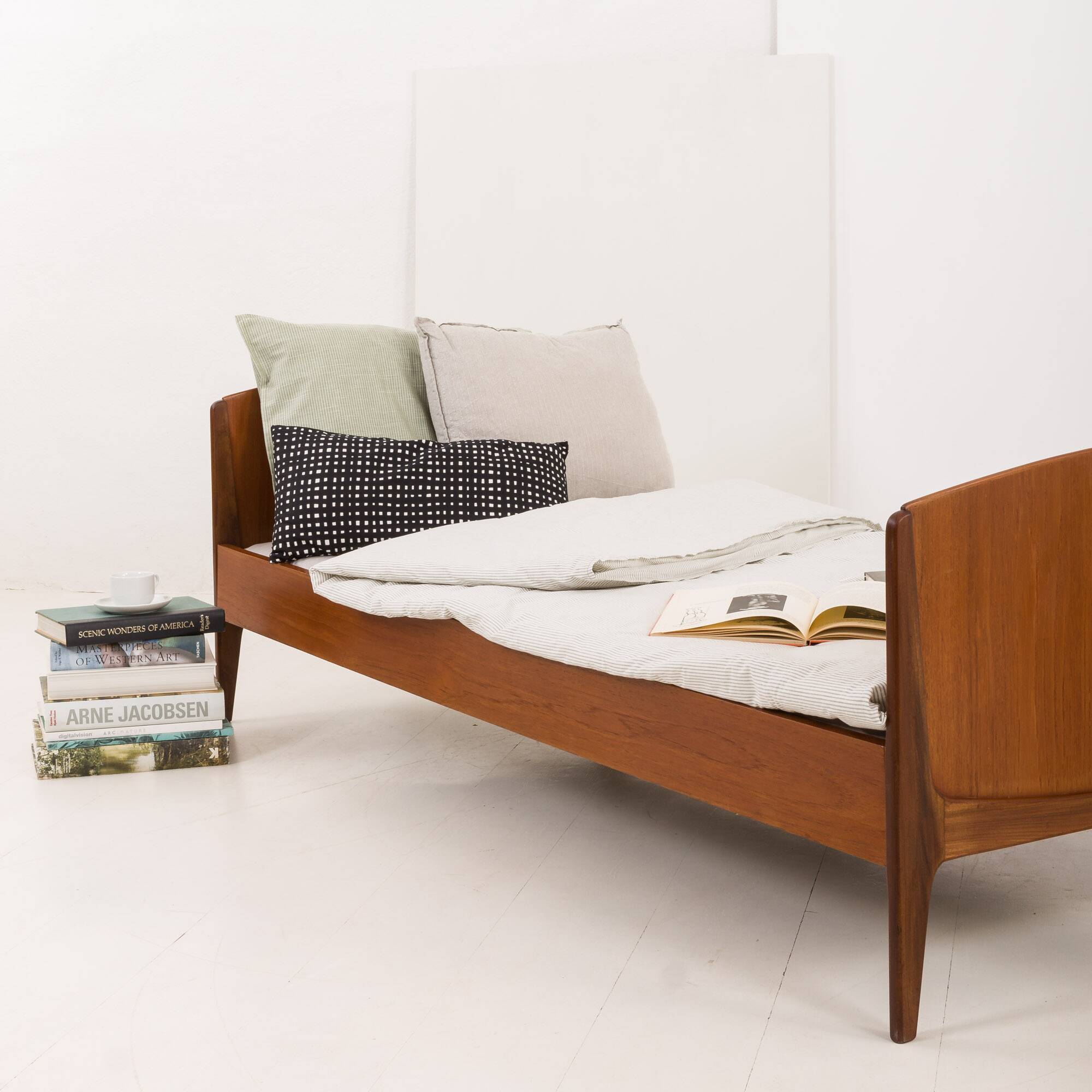 Danish mid century modern teak bed by Sidelmann Jakobsen, 1960s