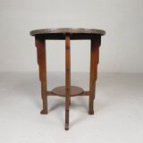 Table Art Déco avec plateau en laiton, Amsterdam School, années 1930