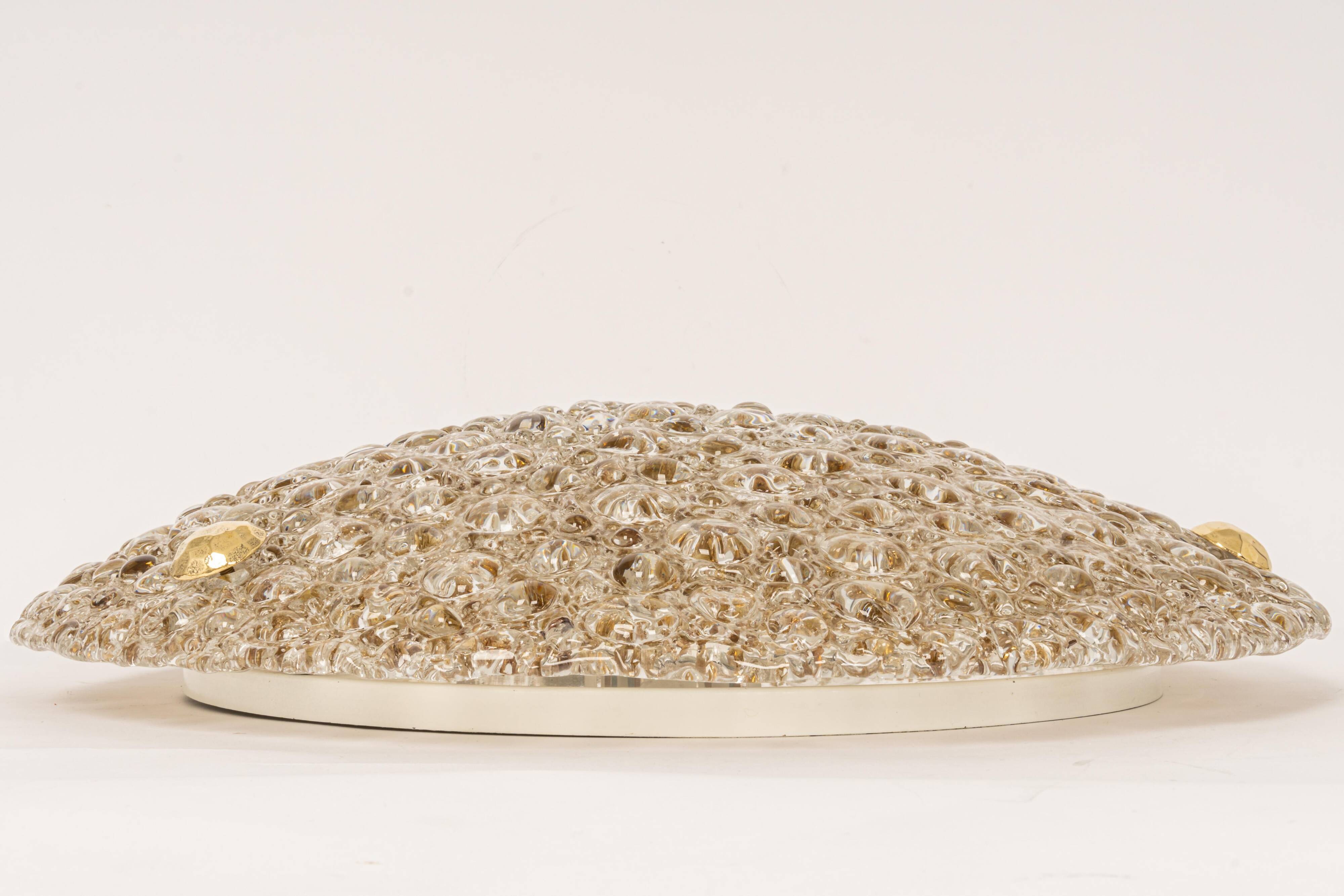 Round bubble ceiling light Murano amber by Hillebrand, Germany, 1970s