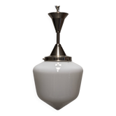 XL Art Deco suspension in white opaline, France circa 1920