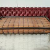 Sofa chesterfield convertible red leather