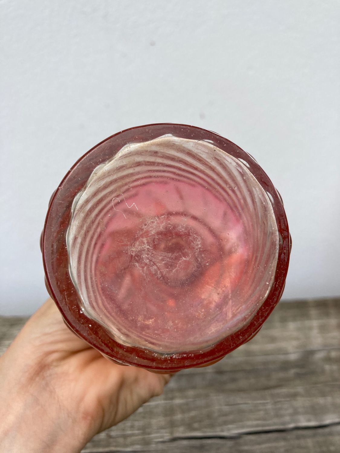 Old bottle pink Baccarat ancient crystal perfume / toilet accessory