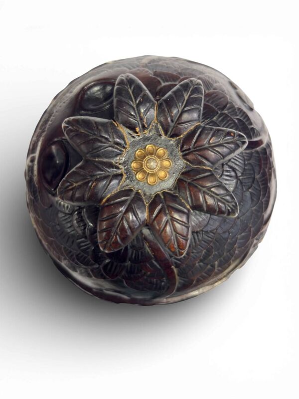 Seau à glace ancien Noix de Coco decors ananas et animaux