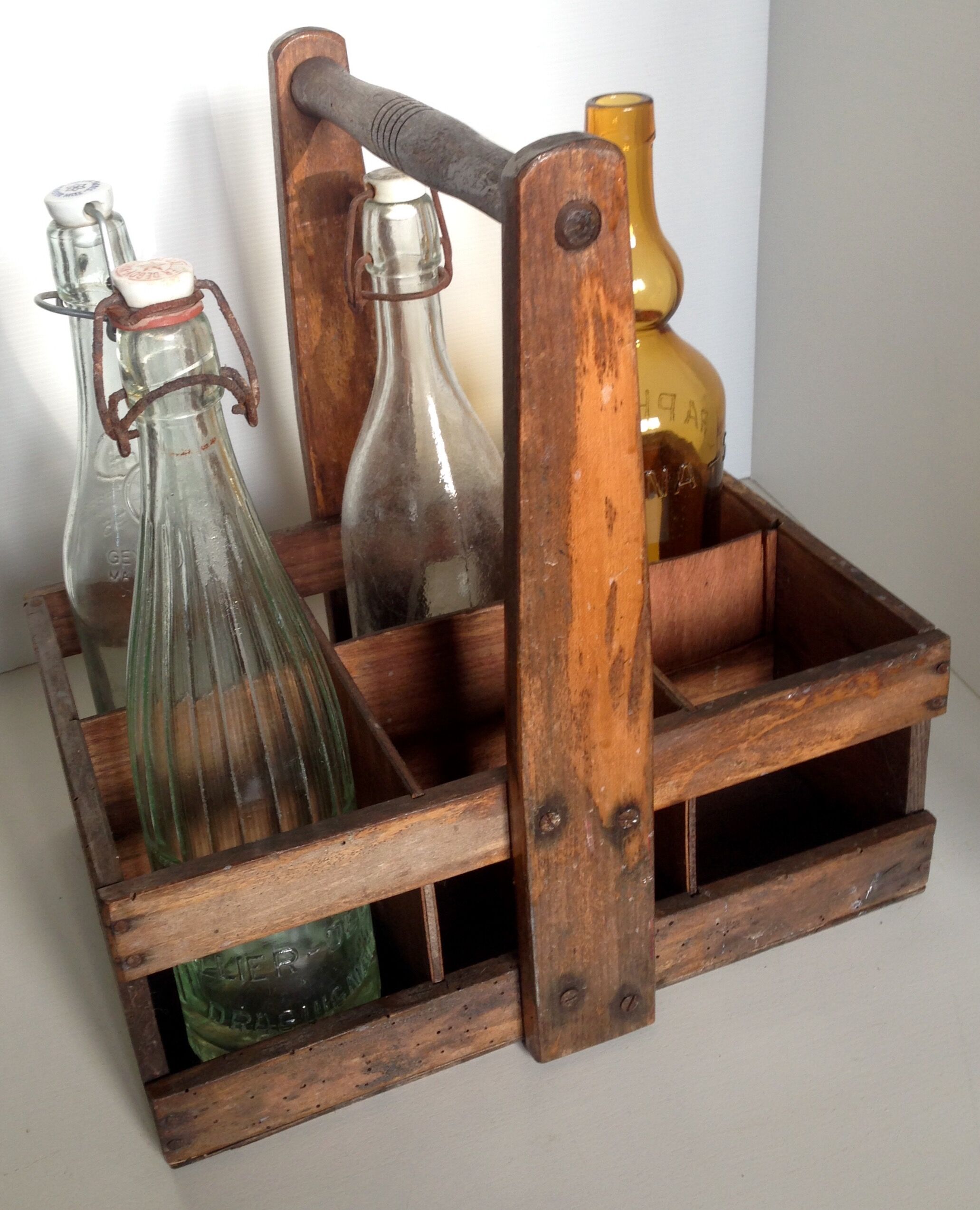 Old bottle wooden door