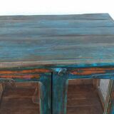 Vitrine en bois bleue