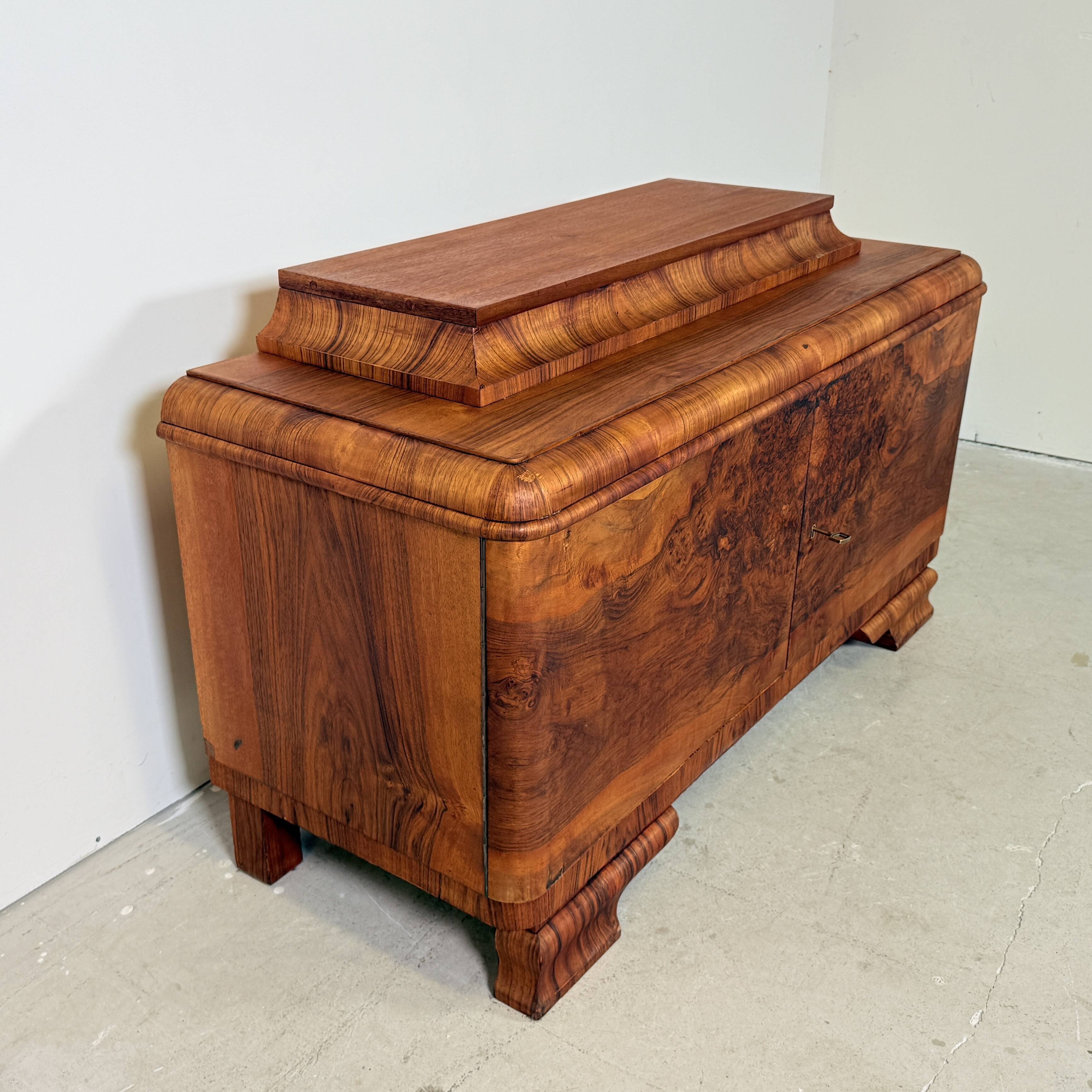 Vintage Art Deco-style walnut cabinet