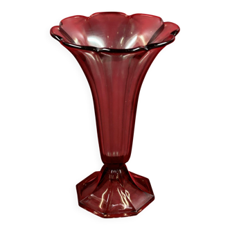 Grand vase cornet ferre fumé - superbe de couleur et d'état  30 cm "1970