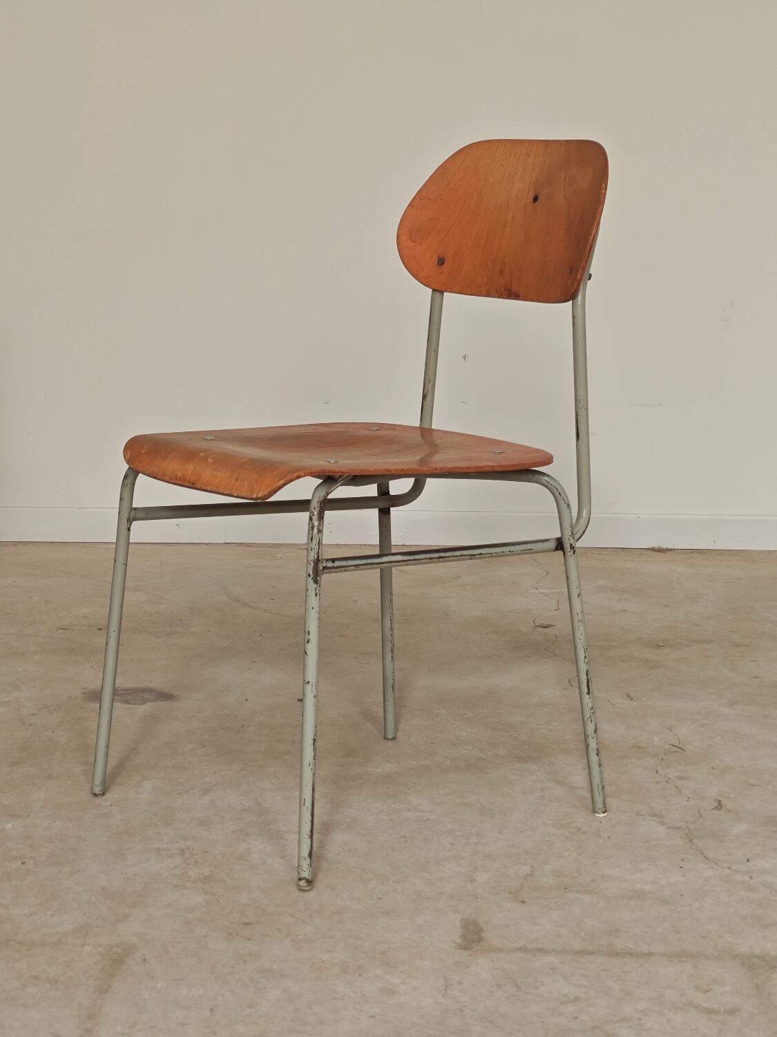 Set of 8 metal and wood school chairs  
Former Czechoslovakia 1960