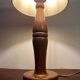 Solid wood table lamp with baroque shade from the 70s