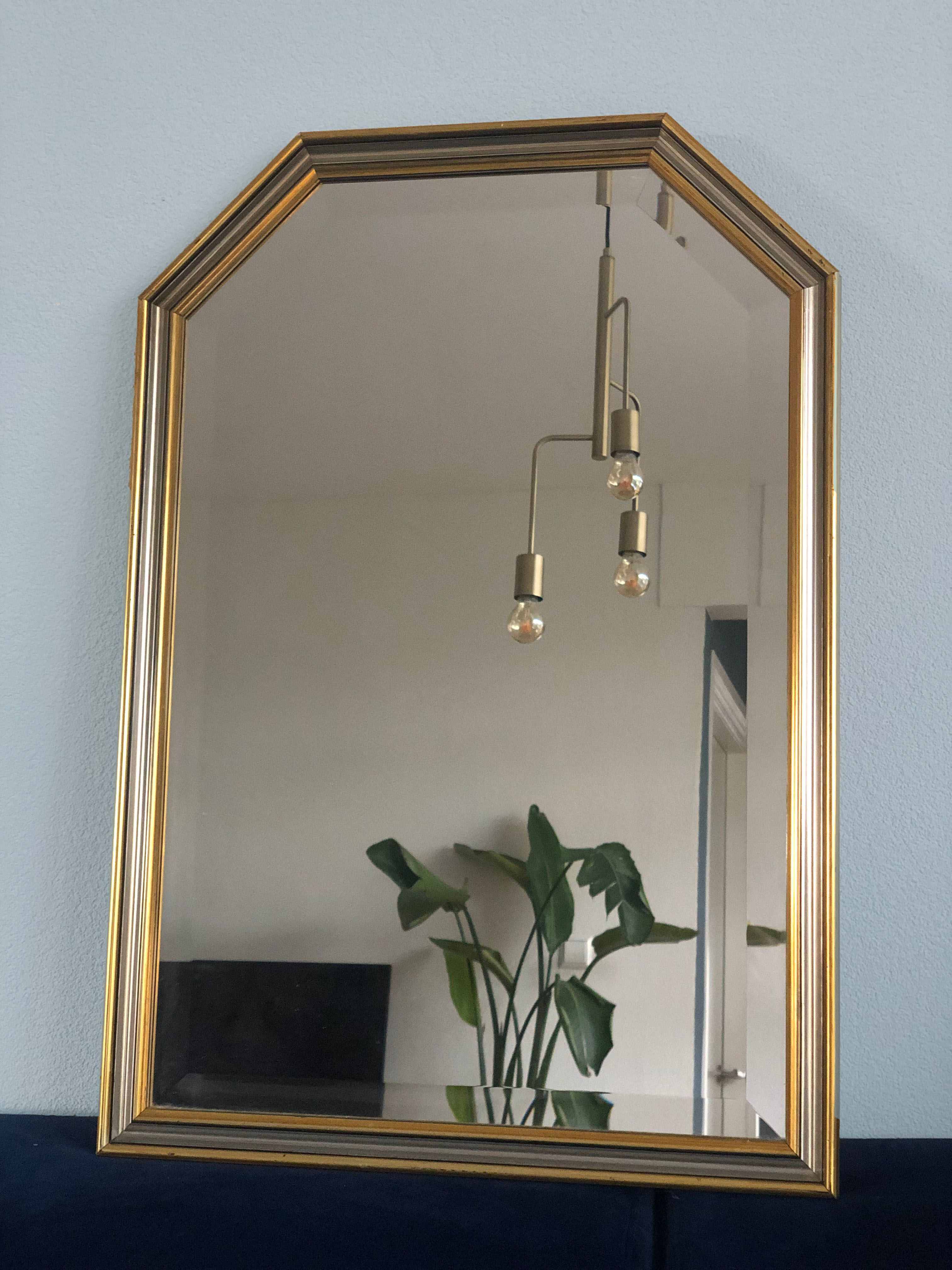 Vintage facet-cut mirror in gold and silver 1970s
