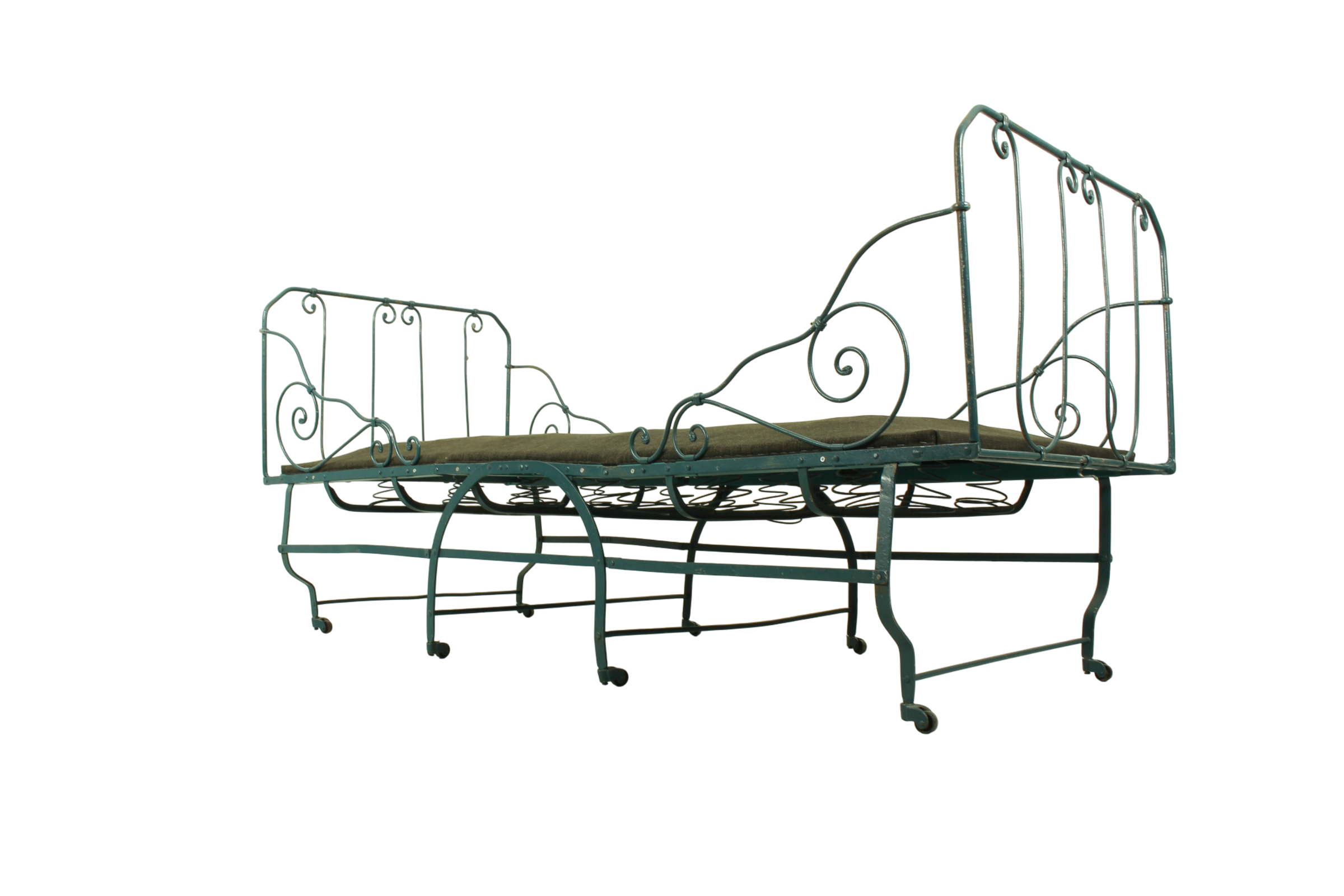 Foldable metal daybed with new webbing and upholstery