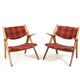 Early Pair CH-28 Oak Easychairs by Hans J. Wegner