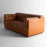 Vintage patchwork leather sofa in caramel leather, Germany 1960s