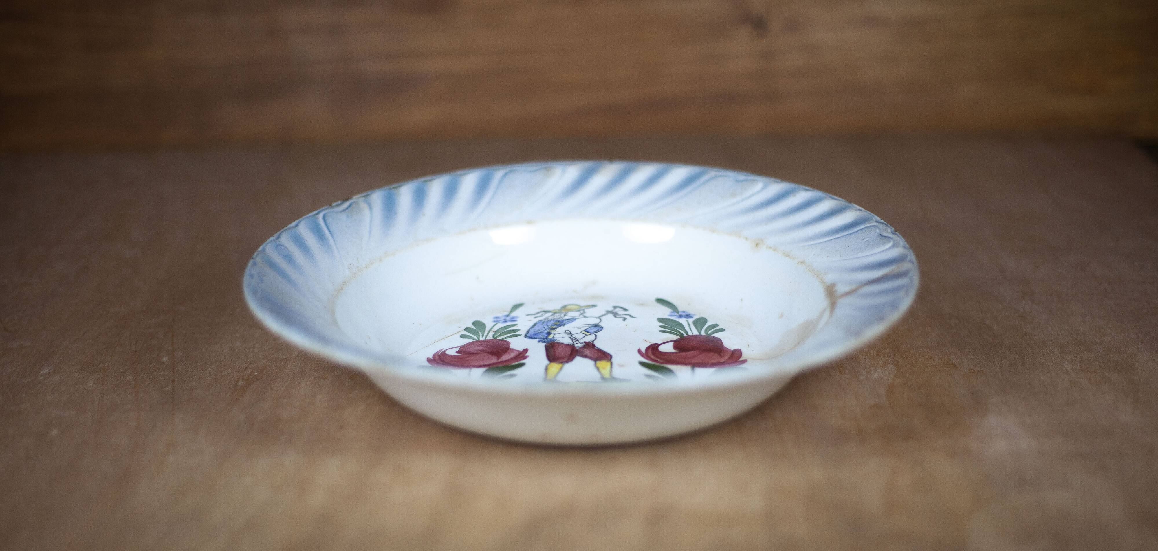 Ceramic dish, St Amand porcelain dish, hand painted plate, tableware