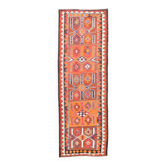 Tapis de couloir vintage tribal rouge orange, 101 x 297 cm