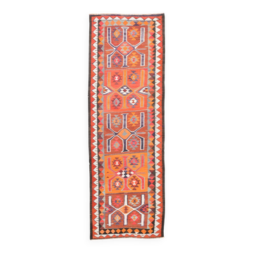 Red Orange Tribal Vintage Runner Rug, 101x297Cm
